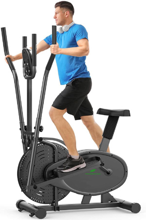 Neezee Entrenador de Cruz elíptica, máquina Cruzada Mejorada con Monitor LCD – 2 en 1 máquina de Entrenamiento de Bicicleta de Ejercicio Peso máximo 120 kg, con Resistencia magnética Ajustable