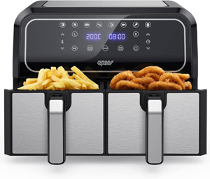 Innsky Freidora de Aire sin Aceite Dual Zone, 8L Freidora Aire Caliente Doble Compartimento, Actualizar Air Fryer con 8 Programas, con Recetas Españolas (X-Large)