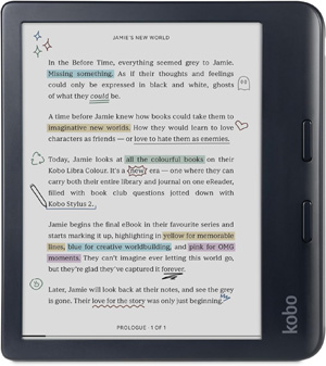 Kobo Libra Colour eReader | Pantalla E Ink Kaleido™ 3 de 7" | Temperatura del Color y Brillo Ajustables | Reducción luz Azul | eBooks y AudioBooks | Memoría 32 GB | Resistente al Agua | Negro