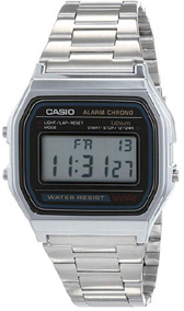Casio A158WA - Reloj unisex, correa de acero inoxidable color plateado 