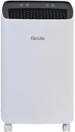 Fácula - Deshumidificador Siroco 12 l/día | Control Inteligente de humedad | Depósito extraíble 3,2l | Modo Secado de Ropa | Temporizador 1-24h | Filtro de aire lavable