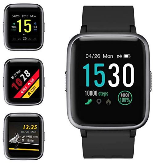 Smartwatch, 5ATM Impermeable Reloj Inteligente Hombre Mujer, Pulsera Actividad Inteligente Reloj Deportivo Reloj Fitness con Pantalla Tctil Completa Pulsmetro Cronmetros para iPhone iOS Android