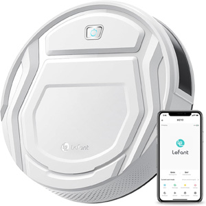 LEFANT Robot Aspirador Fuerte Succión, Mini Aspirador Robot 120 Min Autocargable, Limpieza Zig-Zag, Programable, Silencioso Aspirador Robot, WiFi/App/Alexa, para Pelo de Mascotas y Suelos Duros, M210
