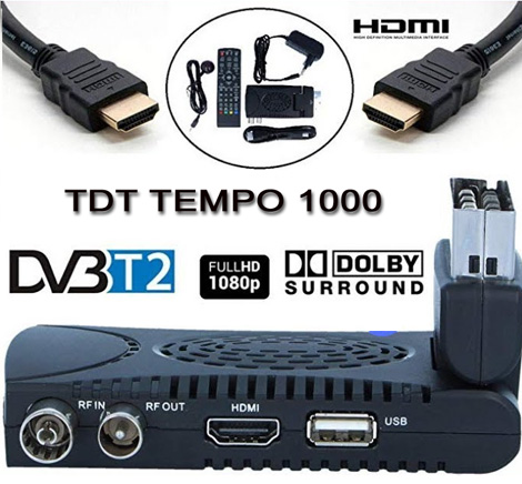 TDT Tempo 1000 Decodificador TDT Terrestre Digital TV HD 