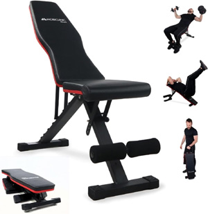 Mobiclinic® Fitness, Banco de musculación, Plegable, Soporta 200kg, Asiento y respaldo regulable, FlexFit, Multifunción, Banco de pesas, Entrena Cuerpo completo, Resistente y estable, Gym en casa