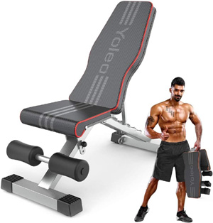 YOLEO Banco de Pesas Ajustable, 660LBS Banco de musculacion plegable, Entrenamiento de Cuerpo Completo Inclinación Declinación Elevación Plana, Press de Banco para Gimnasio en Casa