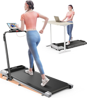 3 en 1 Cinta de Correr Plegable con Inclinación de 7°, 2.5HP Cinta de Correr Eléctrica para el Hogar Debajo del Escritorio